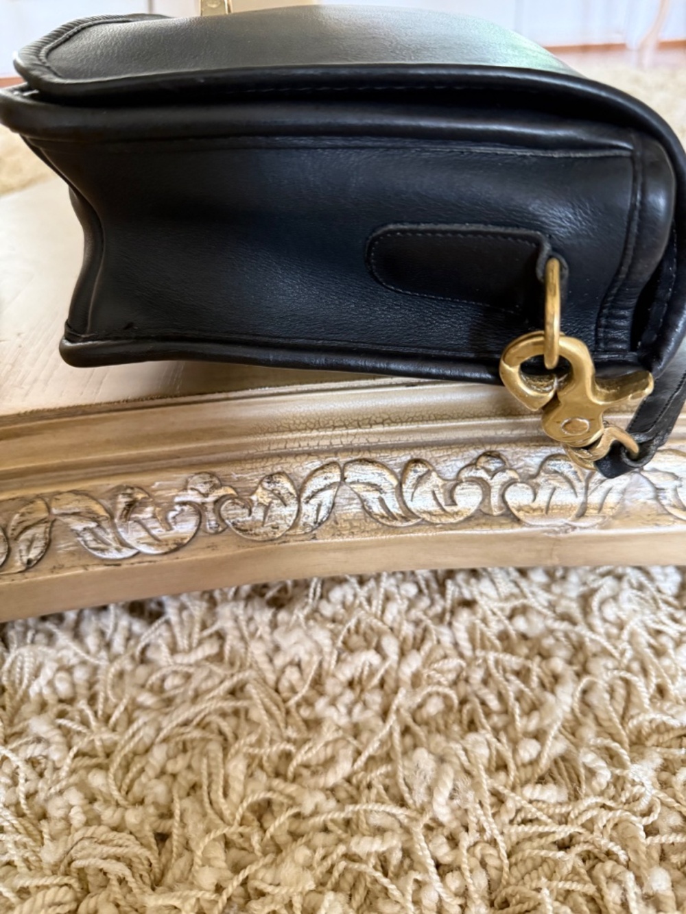 VTG Coach Black Glove Tanned Leather Organizer/Courier Crossbody Bag 0605 NYC - Picture 9 of 16